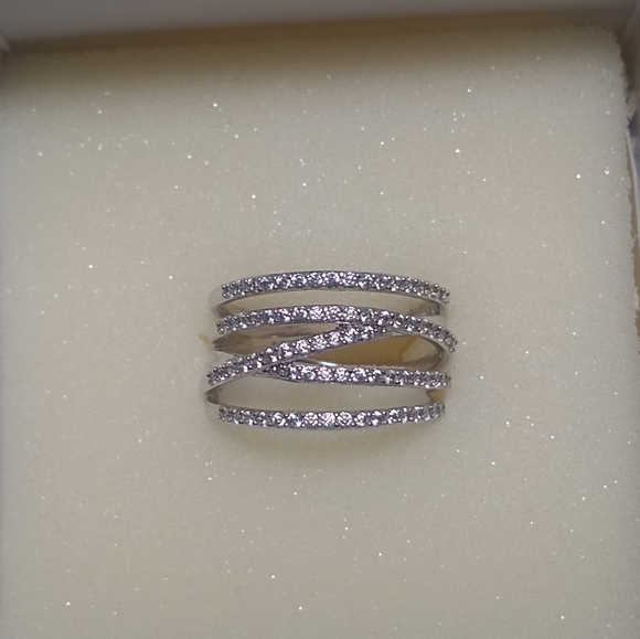 Stella & Dot Stellar Pave Silver Size 8 - Picture 2 of 7